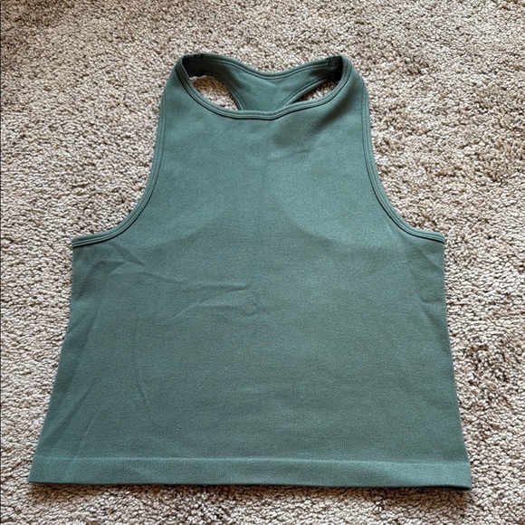 Intimately Free People Hayley Crewneck Racerback Knit Seamless Tank Army Green - Picture 3 of 7